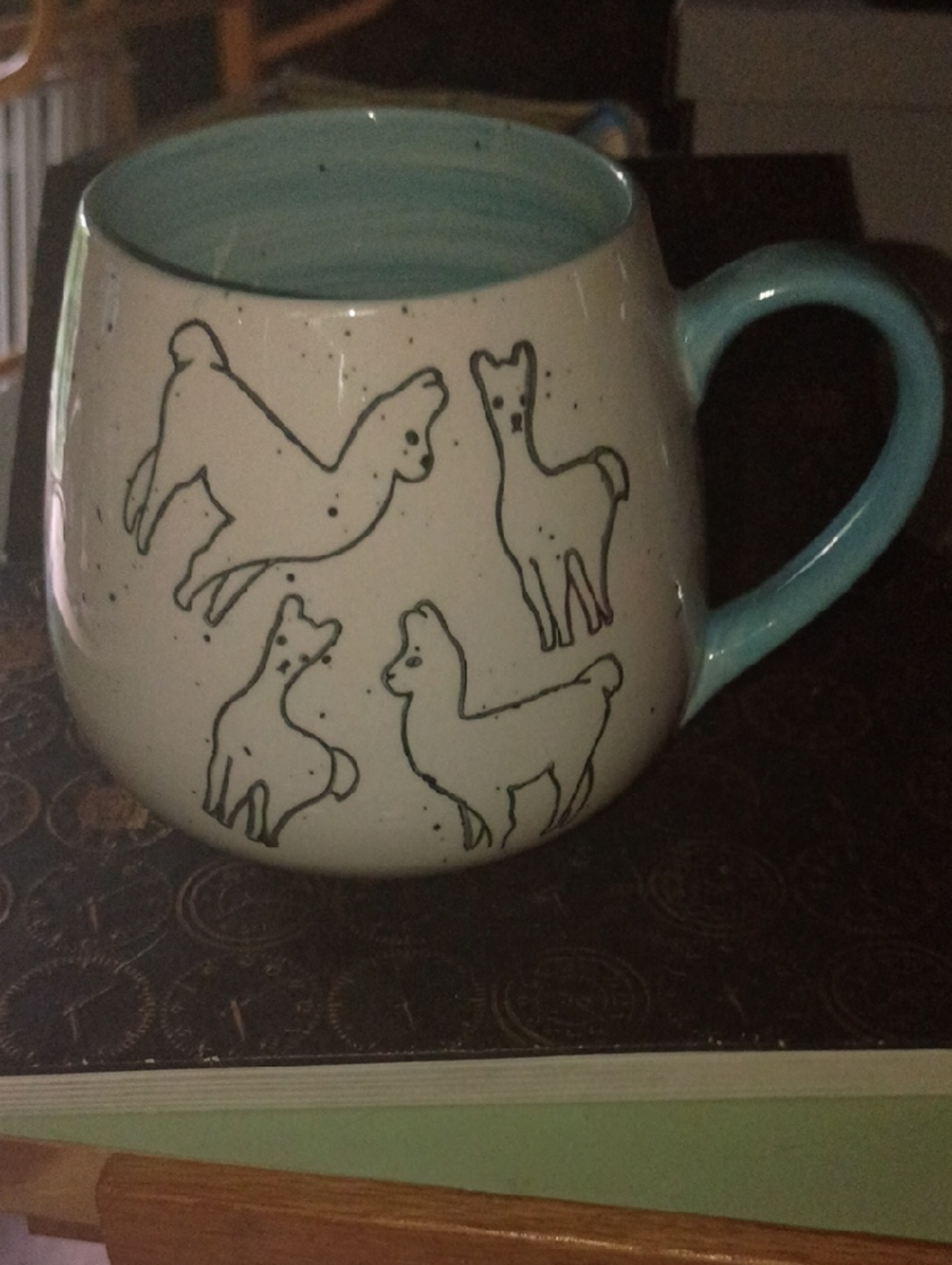 Ceramic Alpaca Mug - Light Teal Interior and Handle